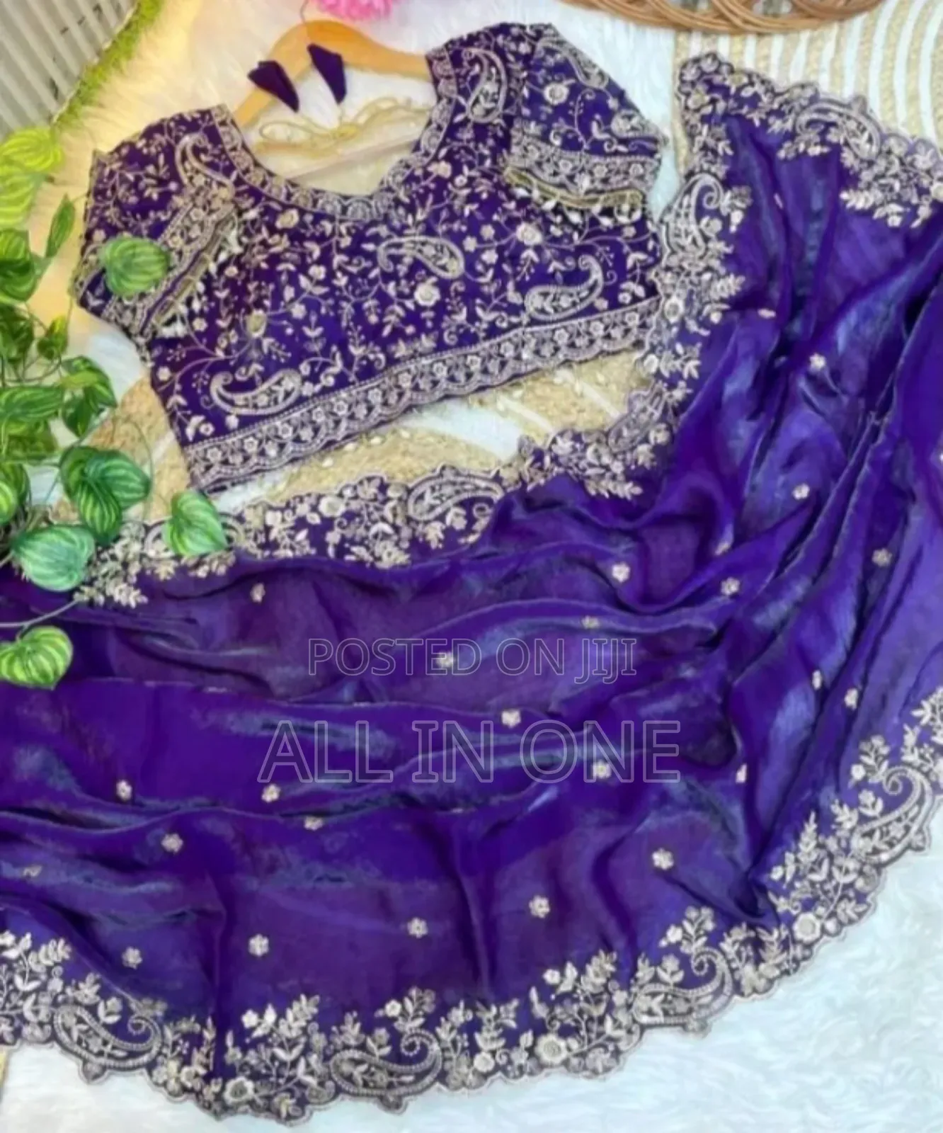 Orginal High Quality Embroidery and Seq Work Saree +Blouse Unstilted