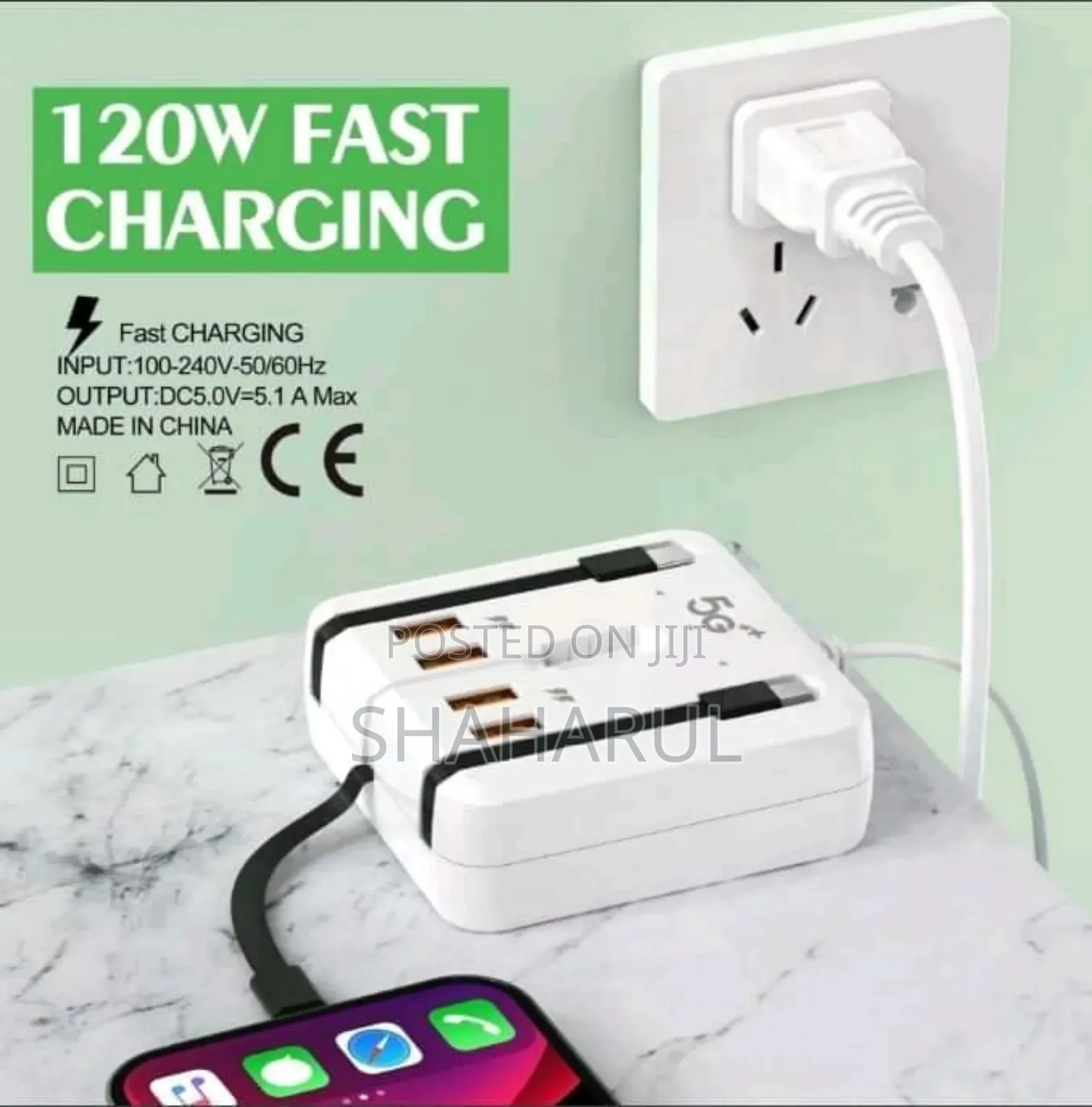120 W Fast Chrging 4 Usb Multinational Charger Bb