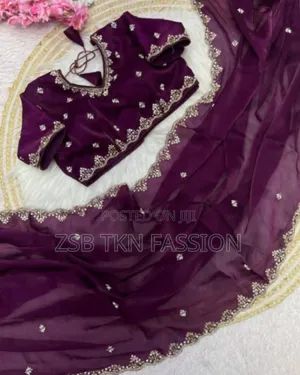 Photo - Embroidery and Sequence Work Saree +Blouse Unstilted
