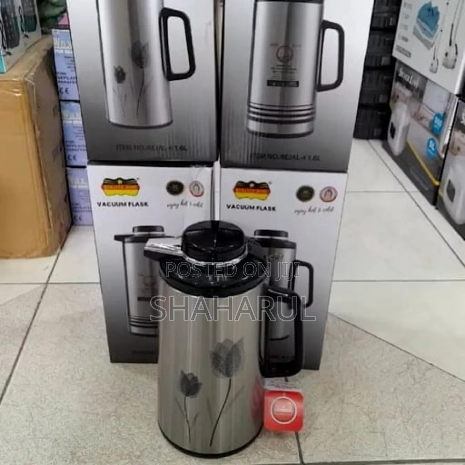 1 Liter Metallic Body Vacuum Push Flask Mixed Color S- 1072 Bb