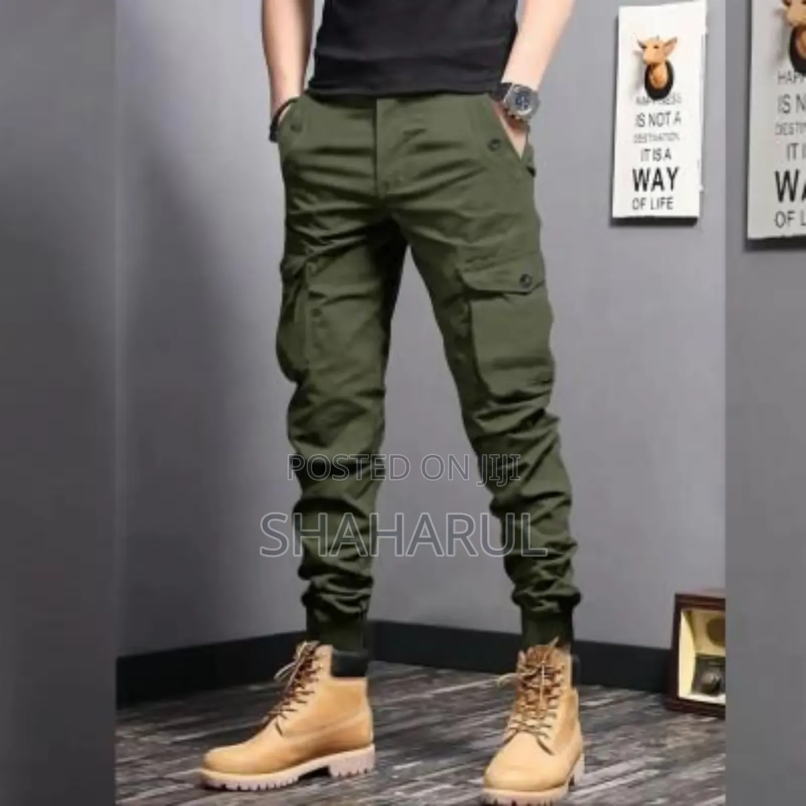 Men's 9-Part Utility Pants, Fashion Casual Jogging Pants,