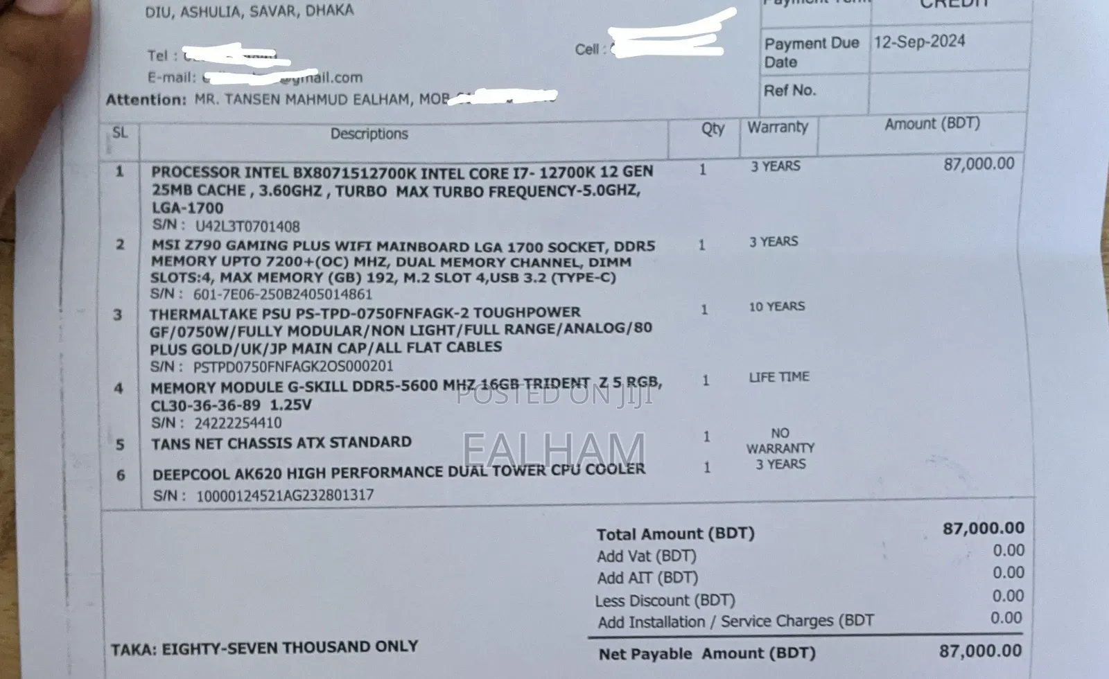 Desktop Computer 16GB Intel Core I7 SSD 1T
