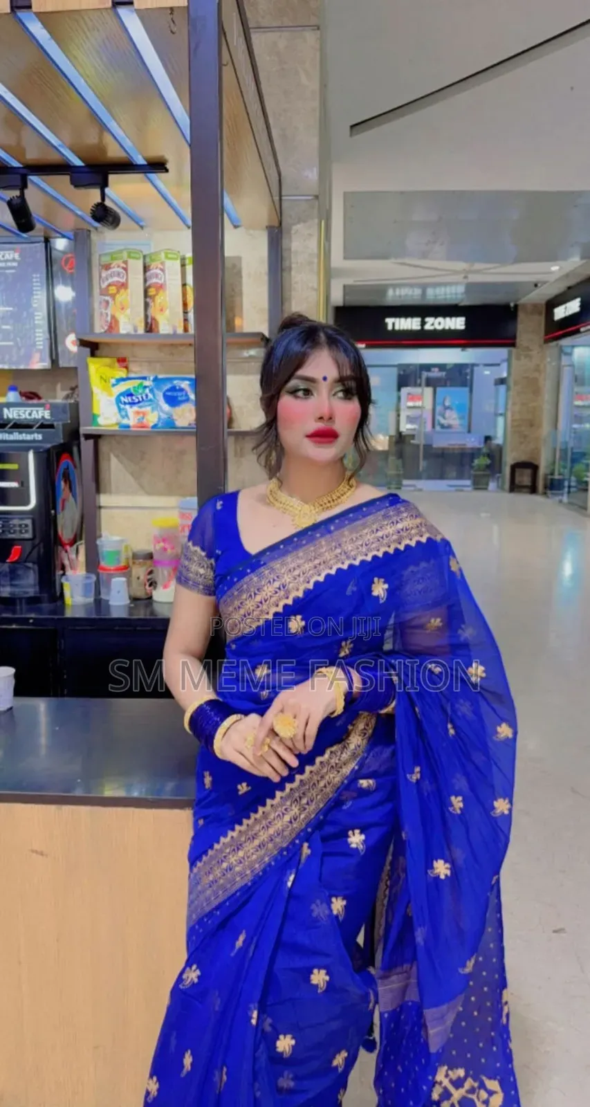 সেমি মসলিন শাড়ি উইথ ব্লাউজ পিস