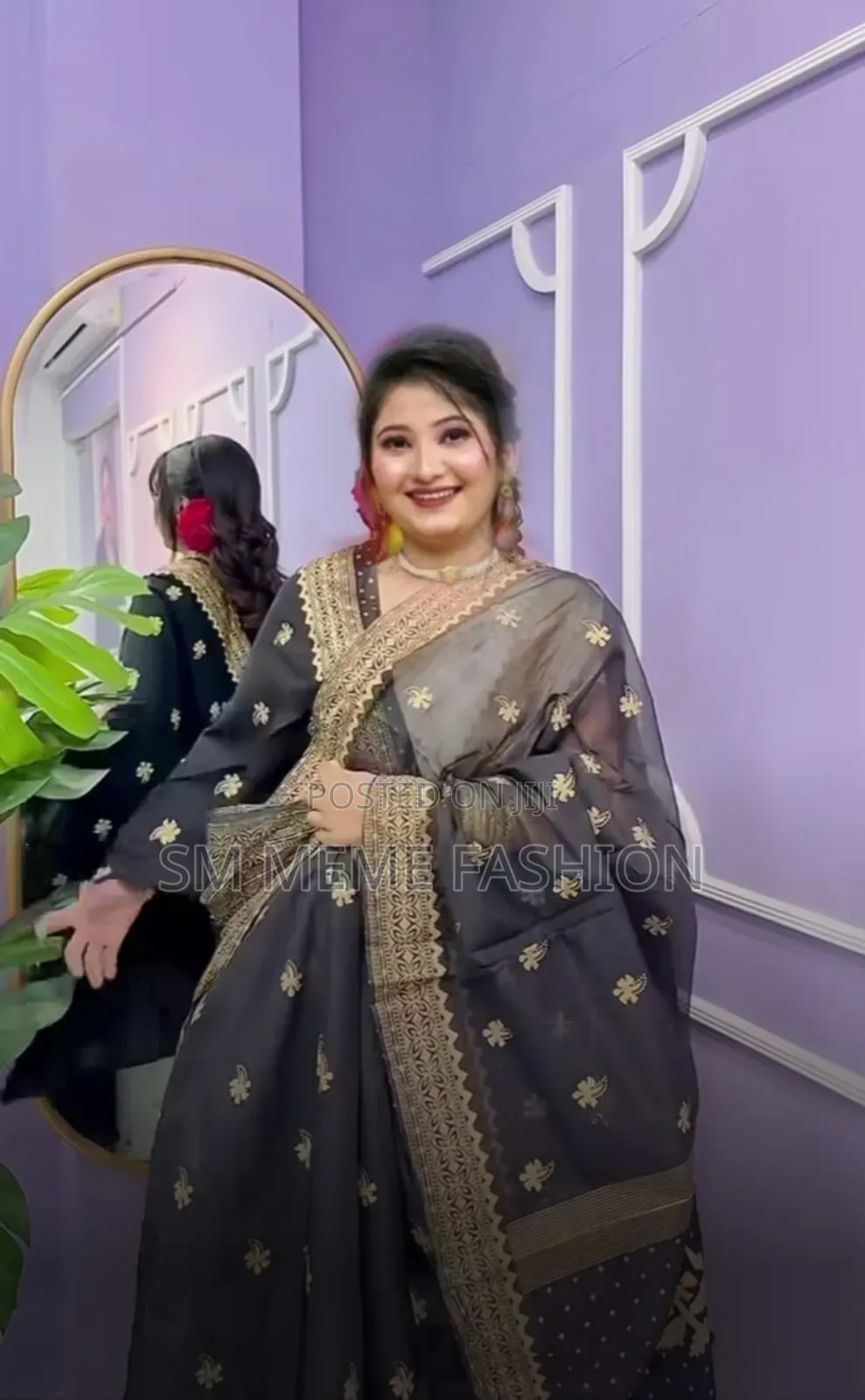 সেমি মসলিন শাড়ি উইথ ব্লাউজ পিস