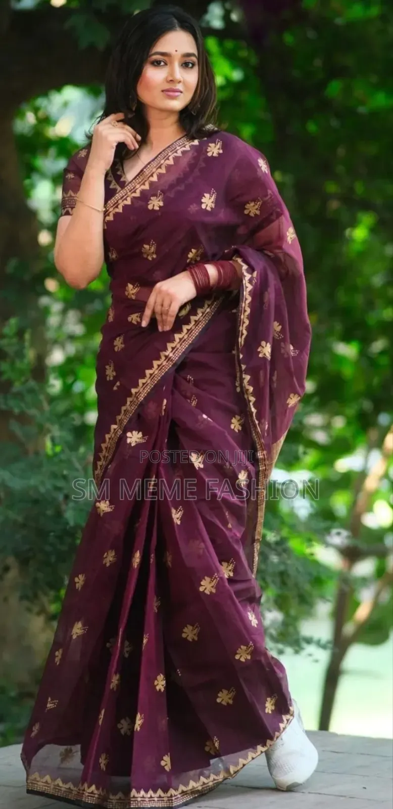 সেমি মসলিন শাড়ি উইথ ব্লাউজ পিস