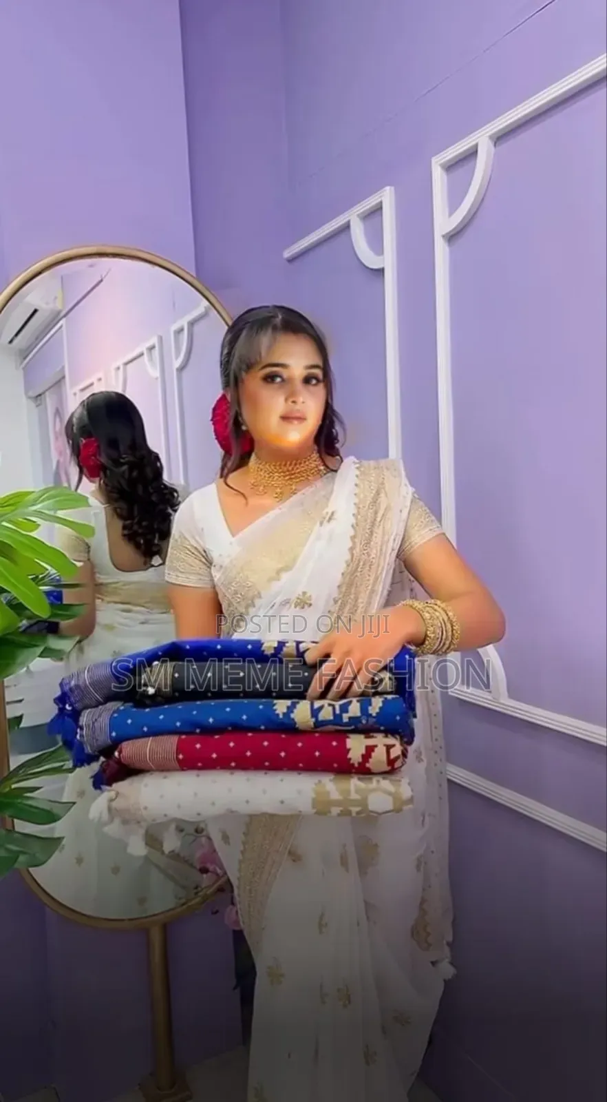 সেমি মসলিন শাড়ি উইথ ব্লাউজ পিস