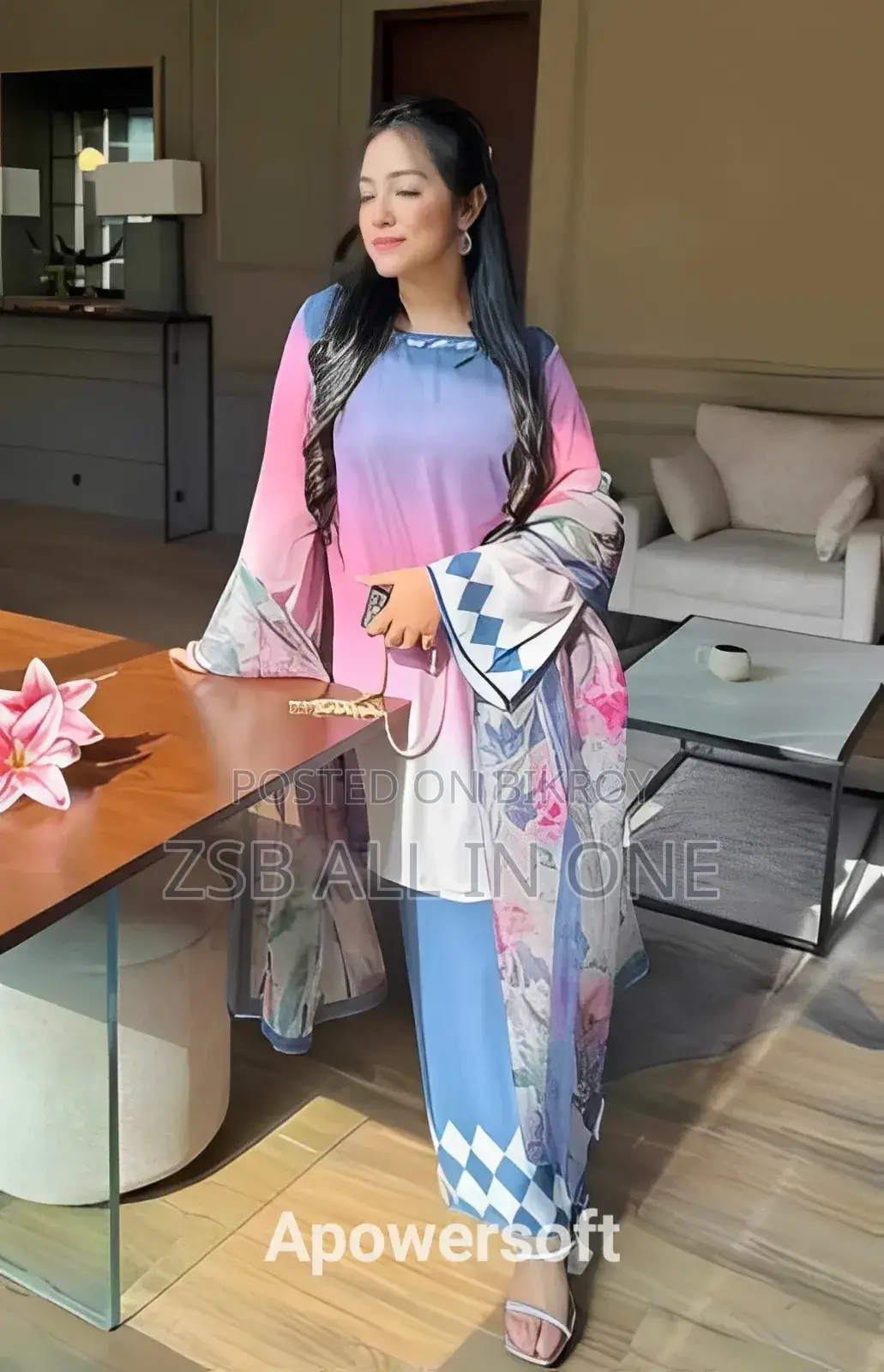 ডিজিটাল প্রিন্টেড ৩ পিস সেট সিন্থেটিক সিল্ক আপডেট