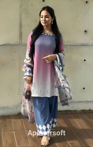 Digital Printed 3piece Set Synthetic Silk আপডেট