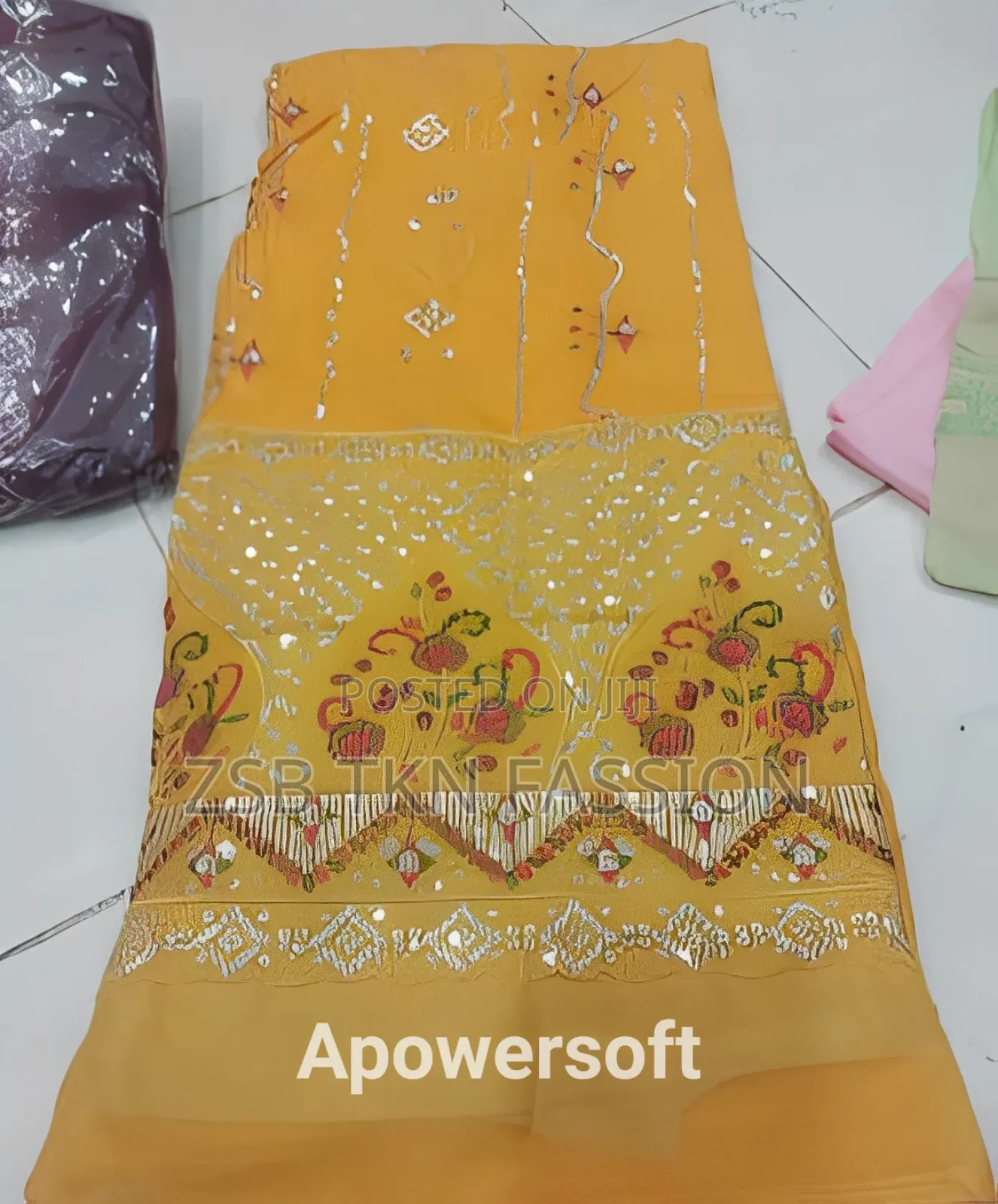 Jorjet With Embroidery and Sequence Work 4 Pics