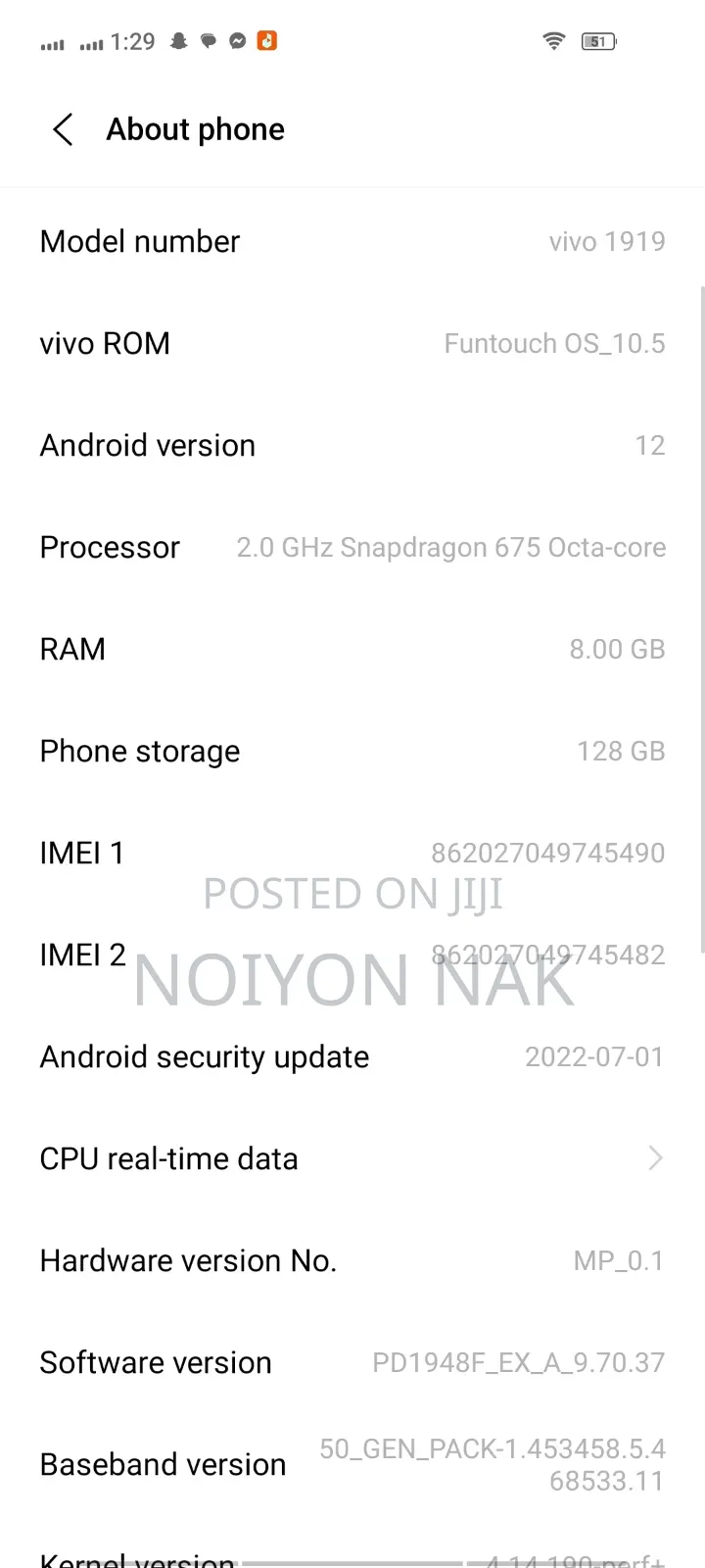 Vivo Y17 128 GB White