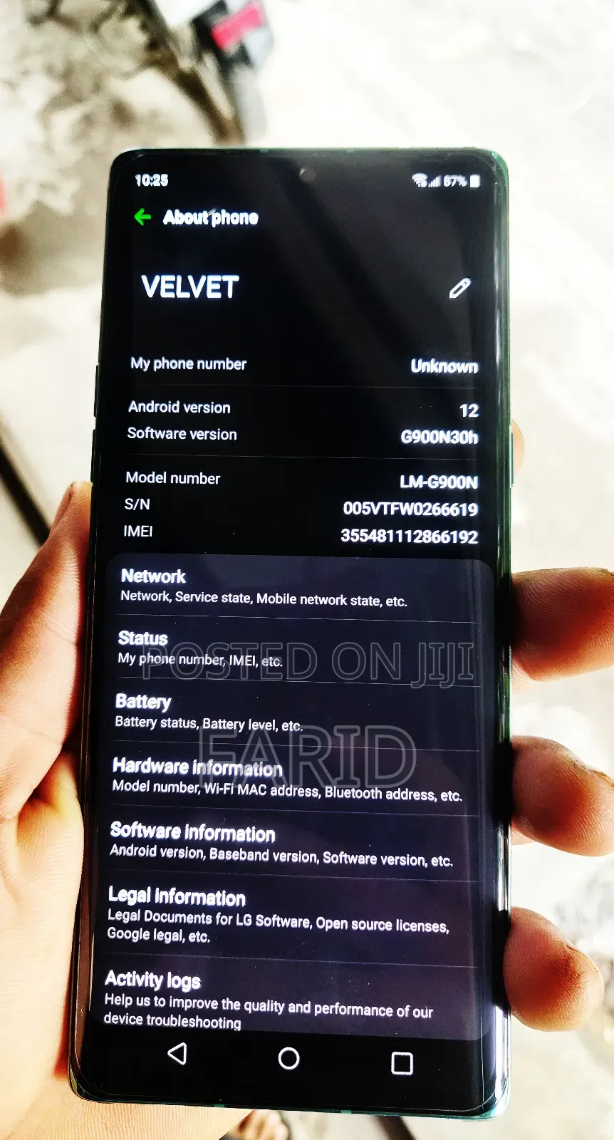 LG Velvet 5G 128 GB White