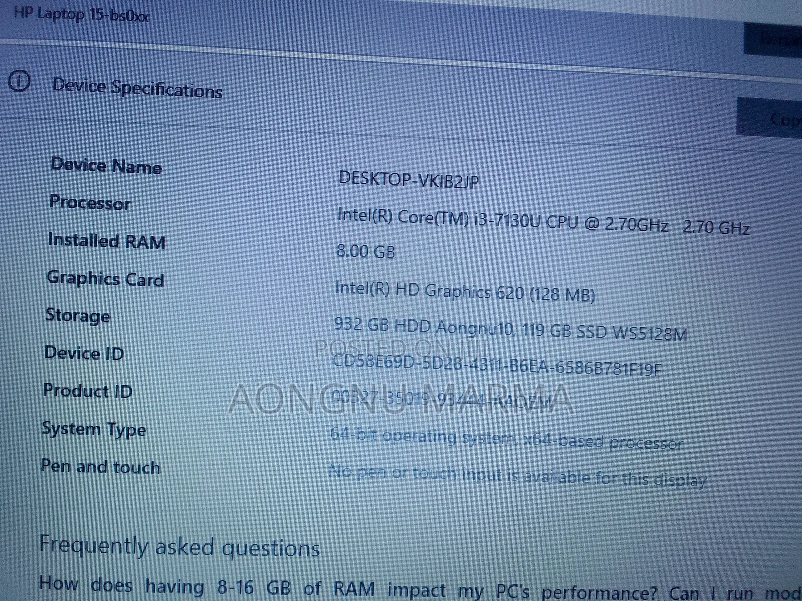 Laptop HP 14-Dq1088wm 8GB Intel Core I7 HDD 1T