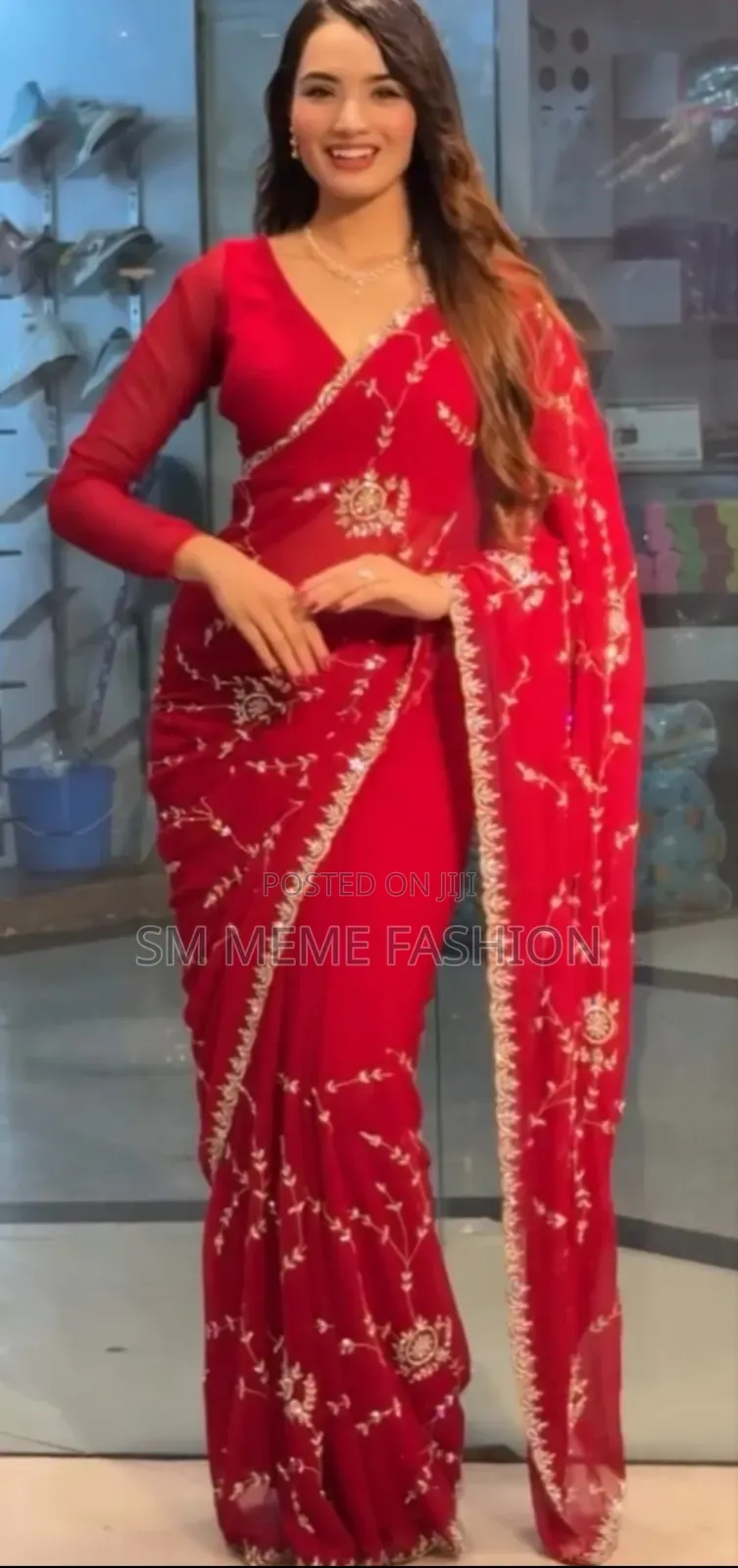 Chinigura Georgette Sequences Embroidery Sharee