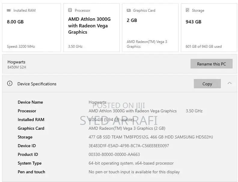 Desktop Computer 8GB AMD HDD+SSD 1T