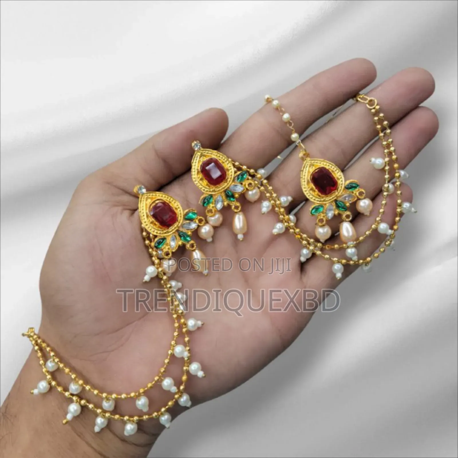 Tana Earrings With Tikli – Traditional Bridal Jewelry Set for Women