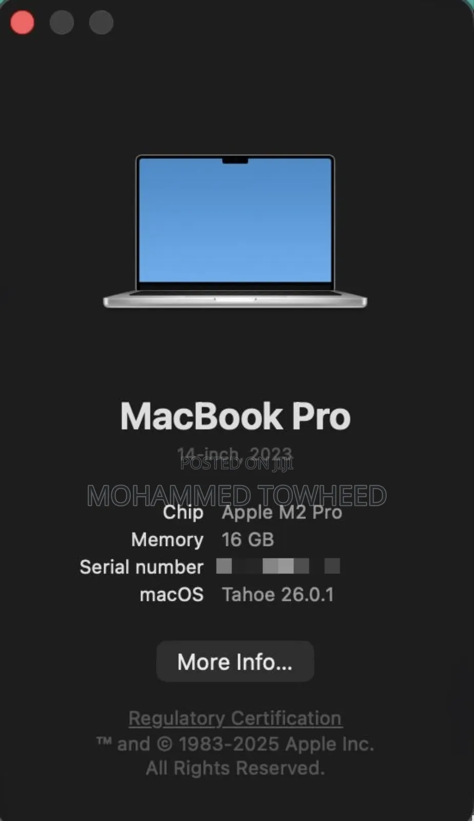 Laptop Apple MacBook Pro 2023 M2 Pro 14-Inch 16GB SSD 512GB