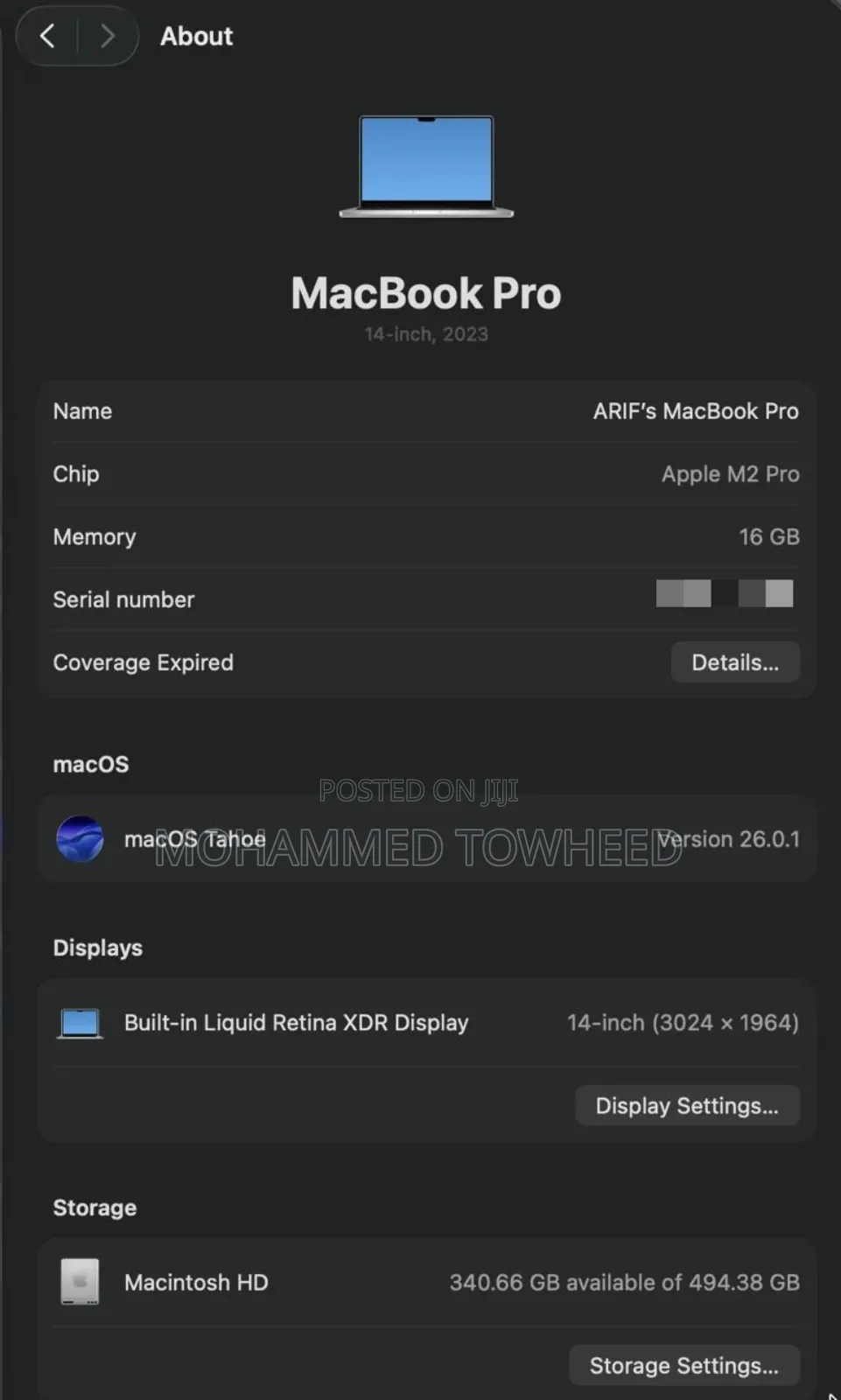 Laptop Apple MacBook Pro 2023 M2 Pro 14-Inch 16GB SSD 512GB