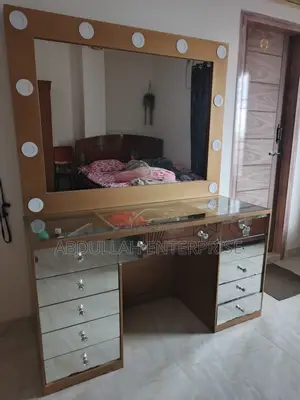 Photo - Luxurious Fresh Looking Vanity Dreesing Table, Golden Color, Lights Ok