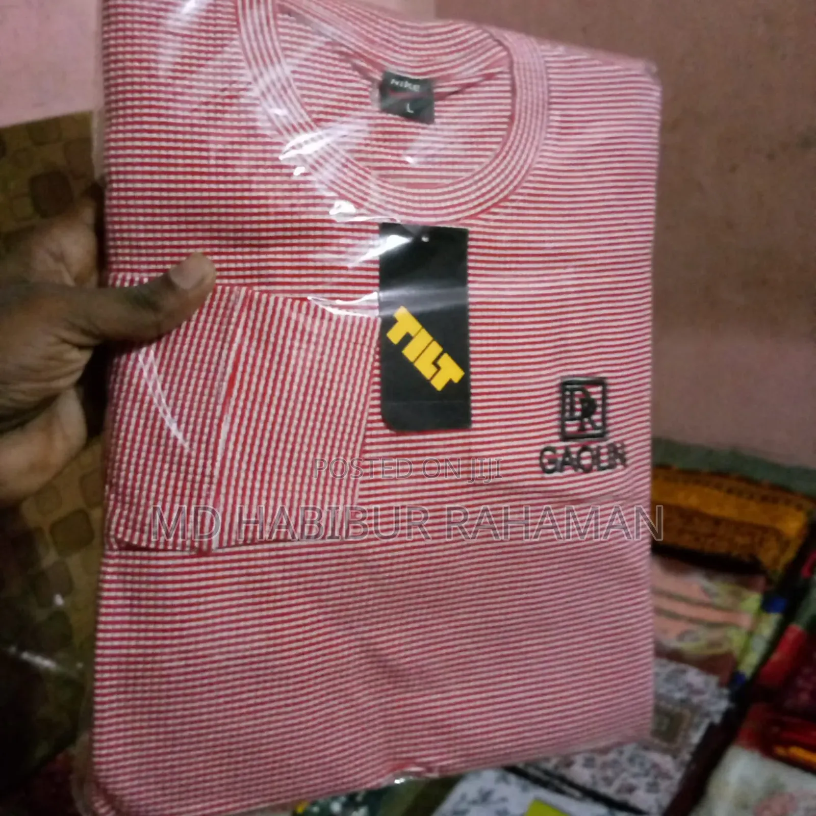 Cotton Men Formal Wear Full Sleeves Striped T Shirt