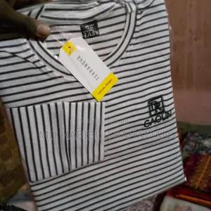 Cotton Men Formal Wear Full Sleeves Striped T Shirt