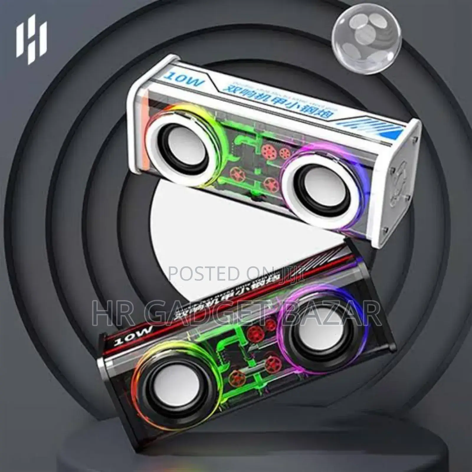 V8 Transparent Mecha Speaker Subwoofer Wireless Bluetooth RGB TWS