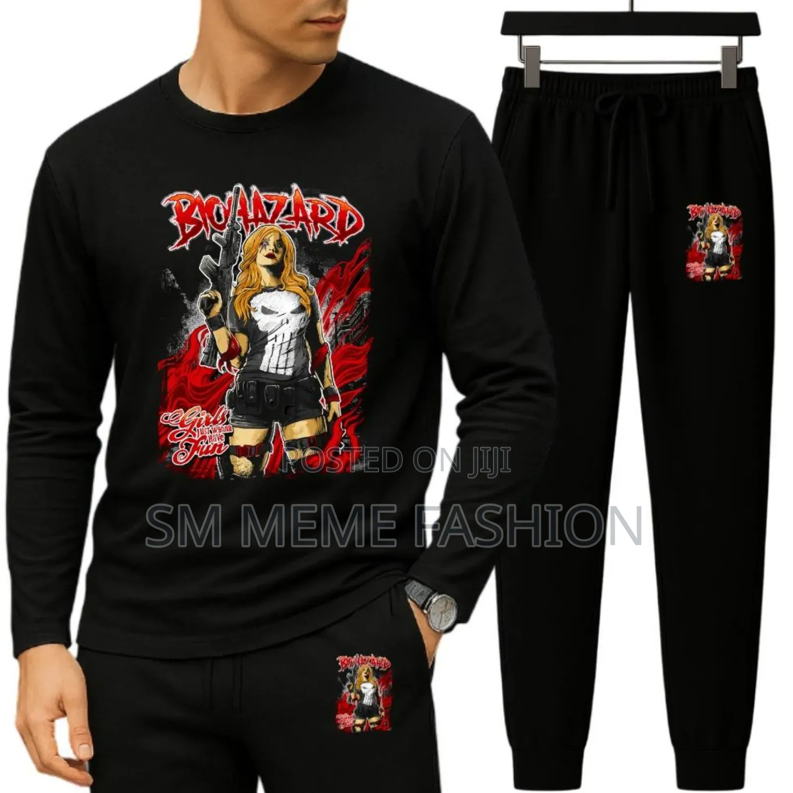 Long Sleeve Drop Shoulder Tshirt and Trouser Set