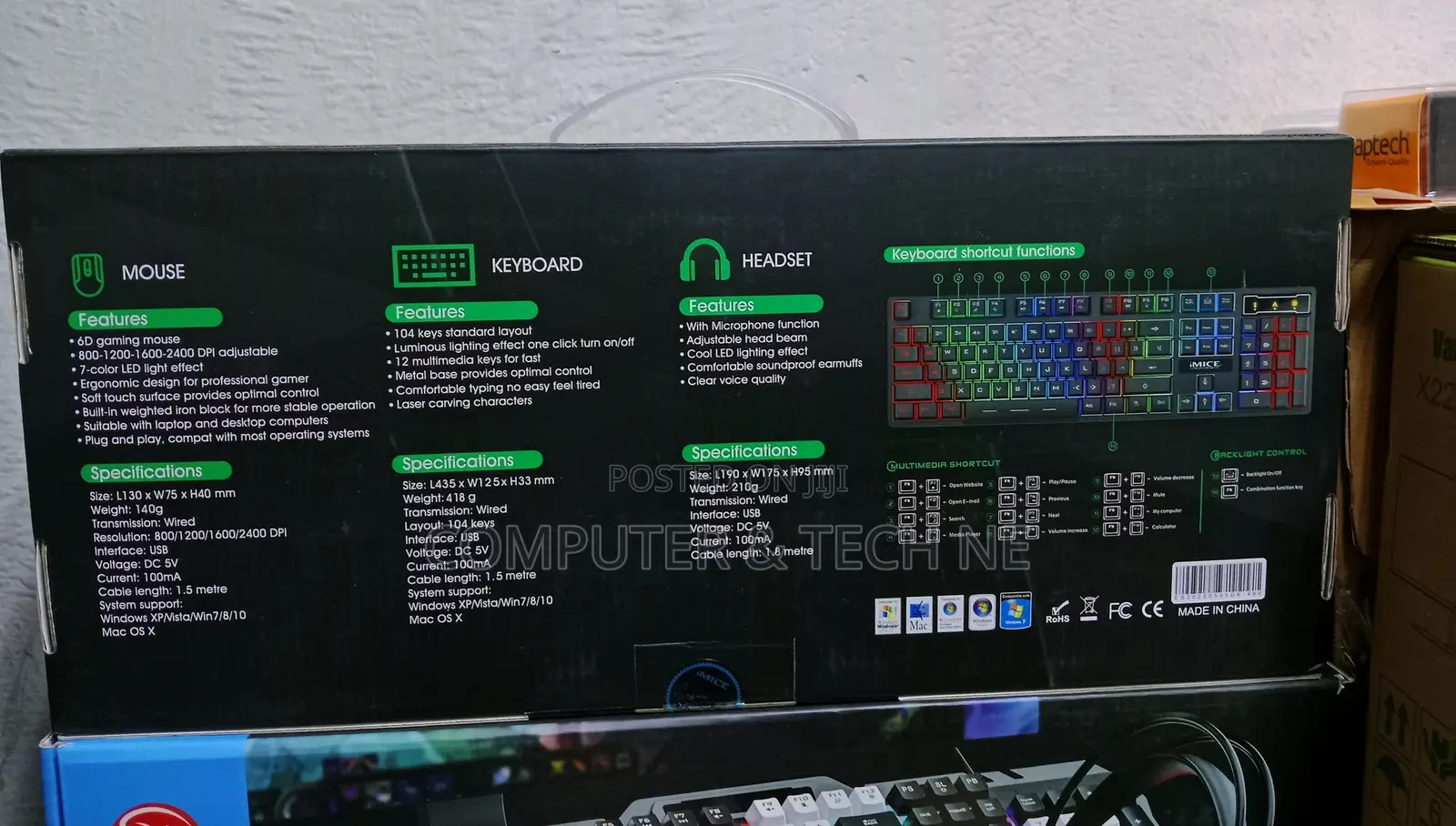 Imice Gk-490 – 4-in-1 RGB Gaming Combo Pack