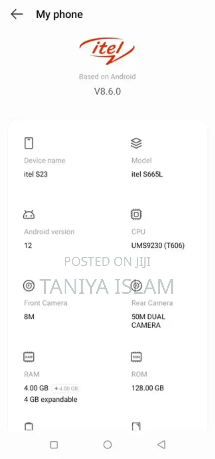 Itel S23 128 GB White