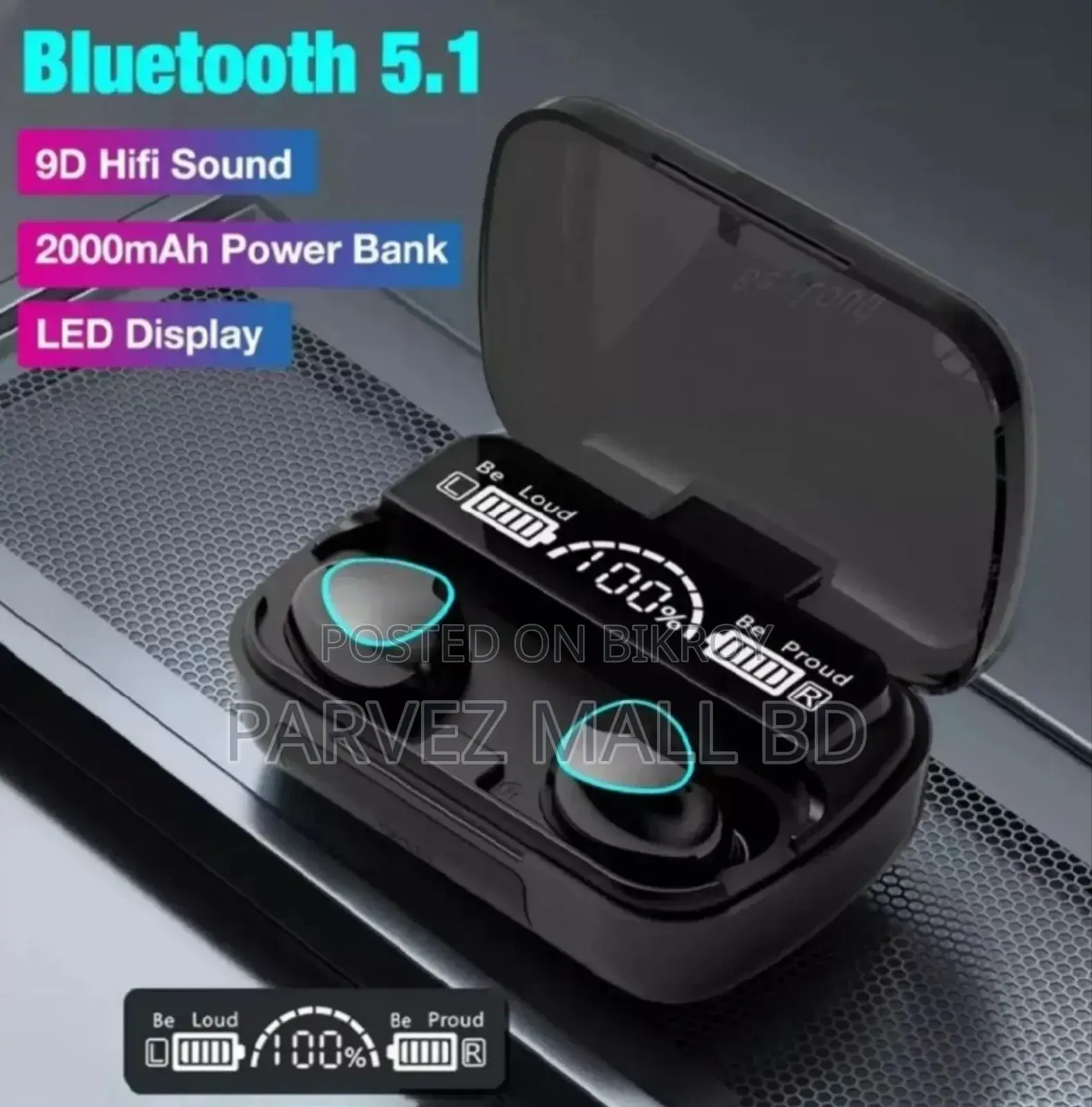 New Original M10 TWS Bluetooth Headphone With 2000mah Power Bank-1 Pc