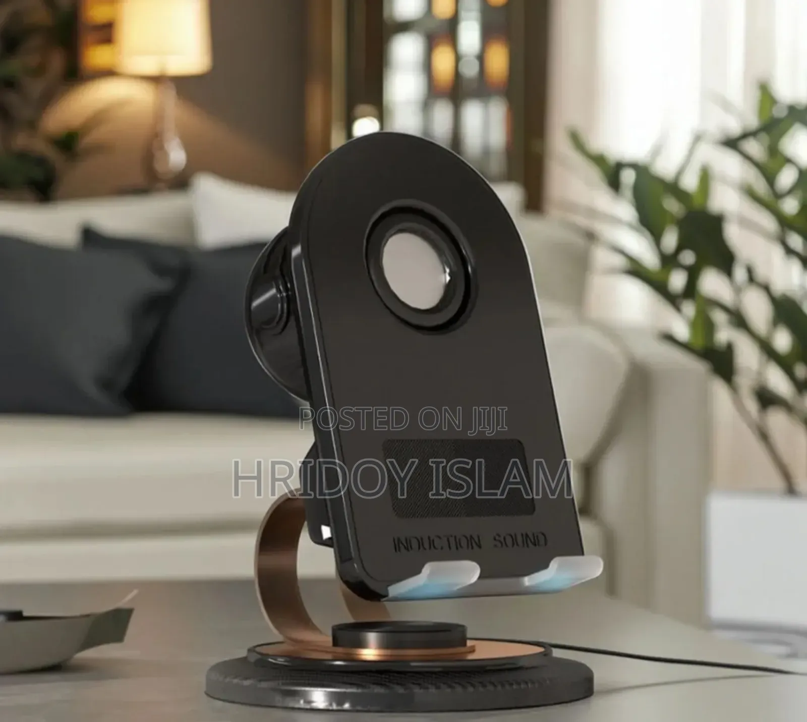 Sensor Speaker Phone Holder With Wireless Charger. Mobile Stand