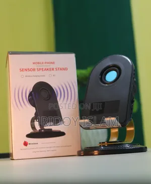 Sensor Speaker Phone Holder With Wireless Charger. Mobile Stand