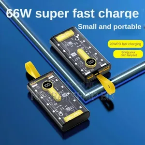 Transparent 66w High-Speed Power Bank – 20000mah, Pd 22w
Code : 10538