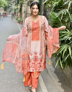 Photo - Ready Made Pure Dubai Silk Digital Print Three Piece