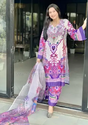 রেডিমেড পিওর দুবাই সিল্ক ডিজিটাল প্রিন্ট থ্রি পিস