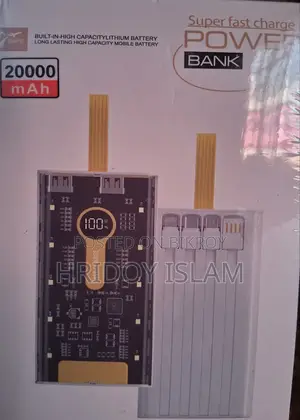 20000mah Transparent 22.5 W Fast Charging Power Bank Portable