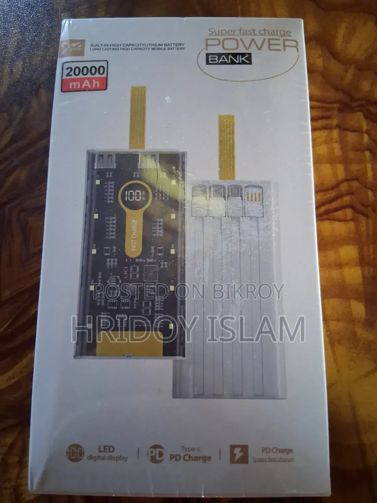 20000mah Transparent 22.5 W Fast Charging Power Bank Portable