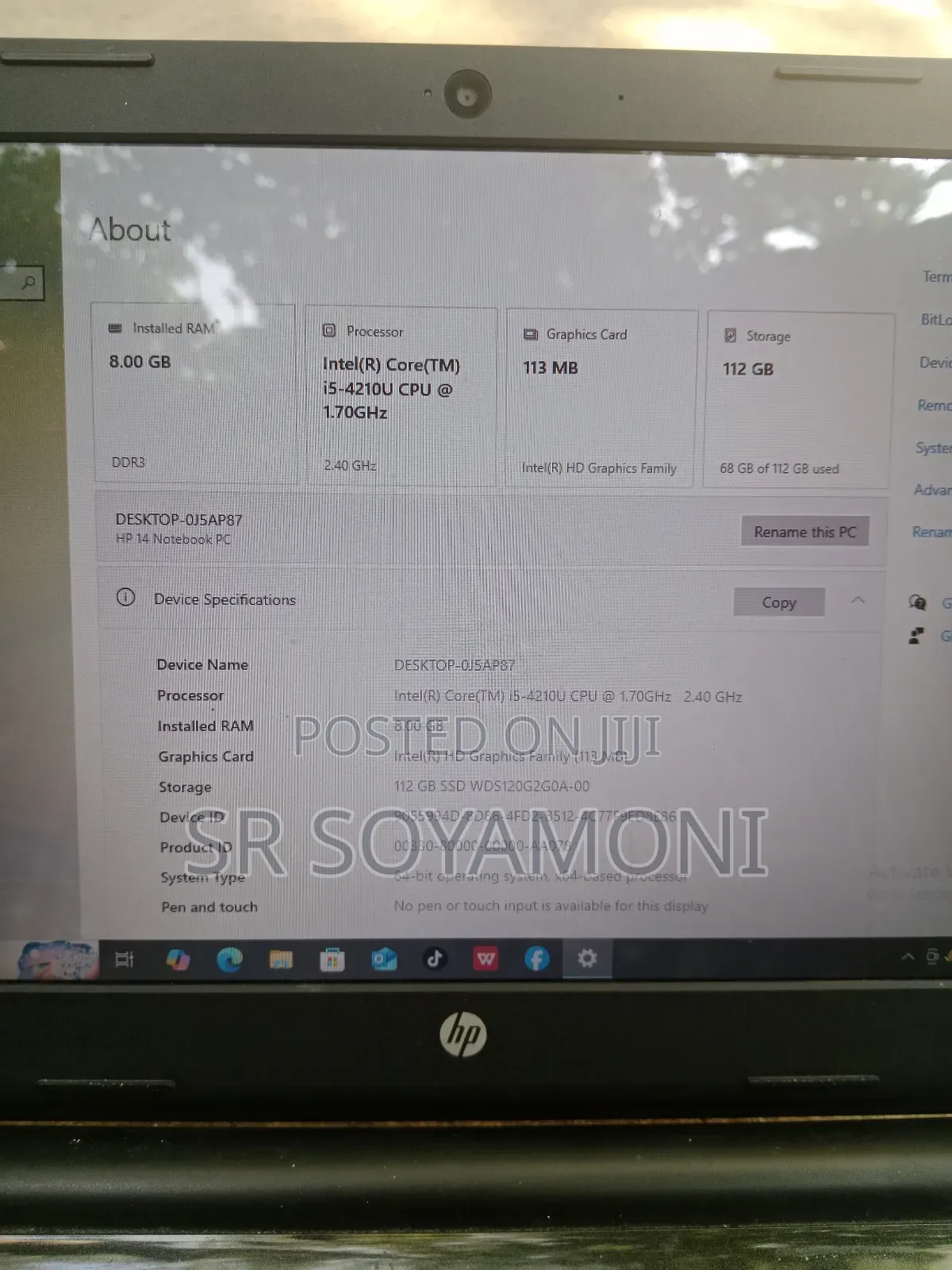 Laptop HP 8GB Intel Core I5 SSD 128GB