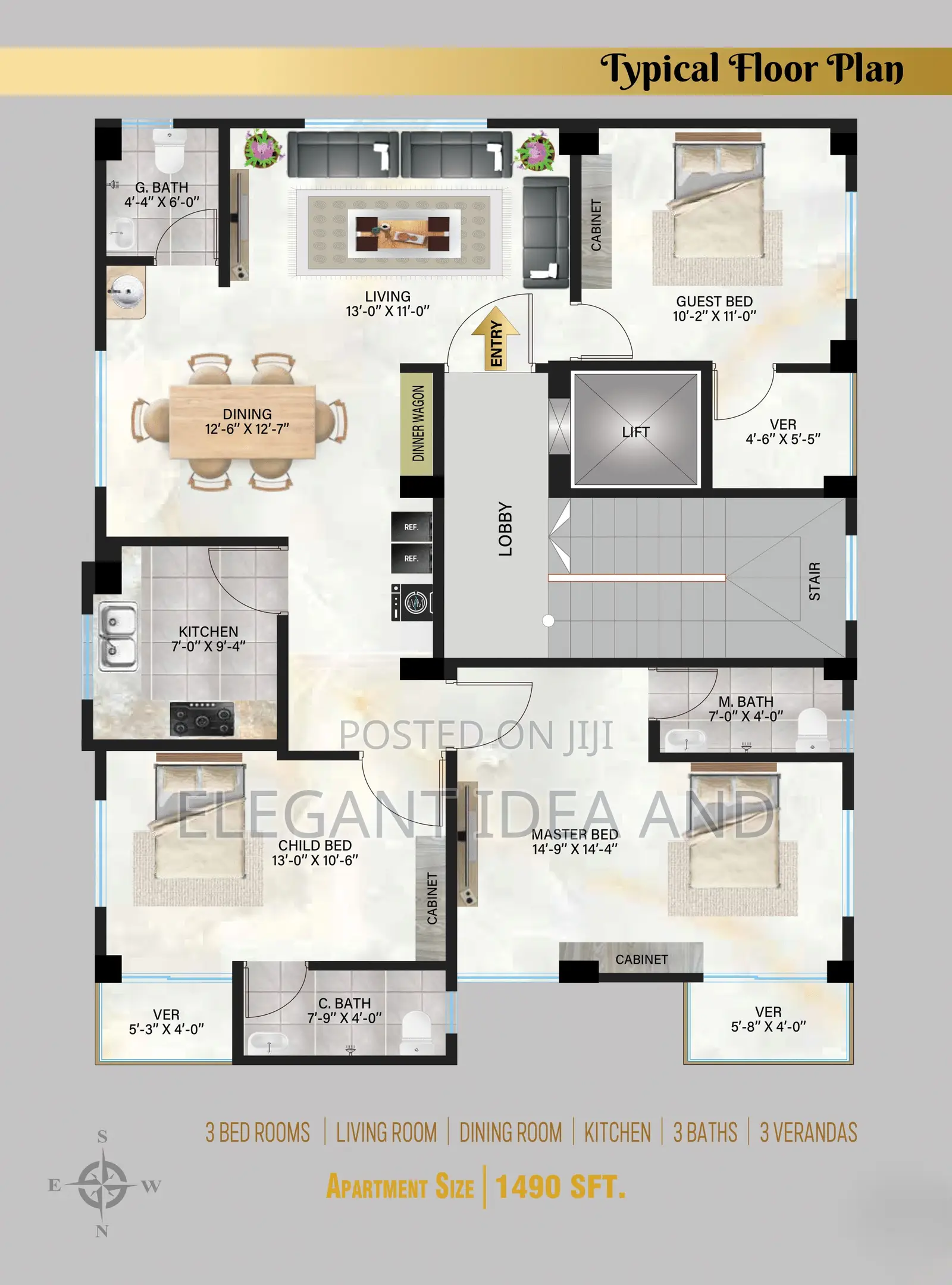 3bdrm Apartment in Elegant Shopno, Aftab Nagar for Sale