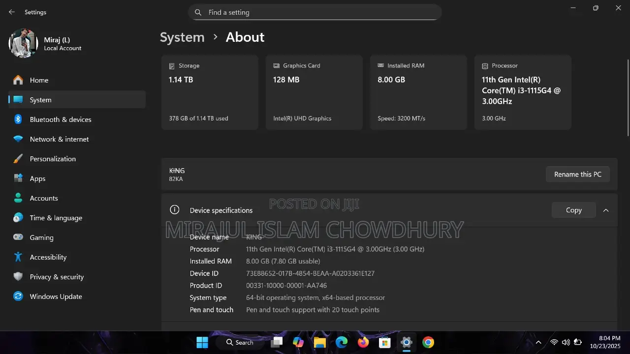 Laptop Lenovo V14 G4 IRU 8GB Intel Core i3 HDD+SSD 1.5T