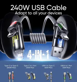 240w 4-in-1 Fast Charging Data Fast Charging Cable 1.5 Meter [60 Inch]