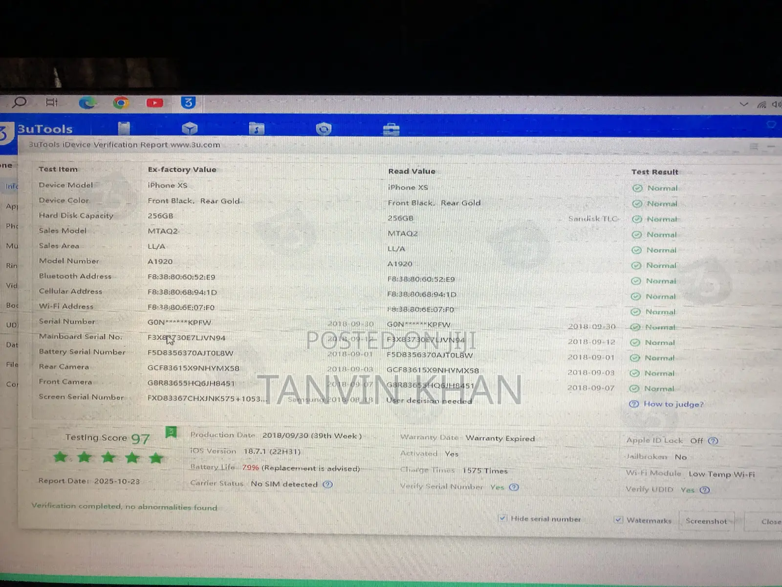 Apple iPhone XS 256 GB Gold