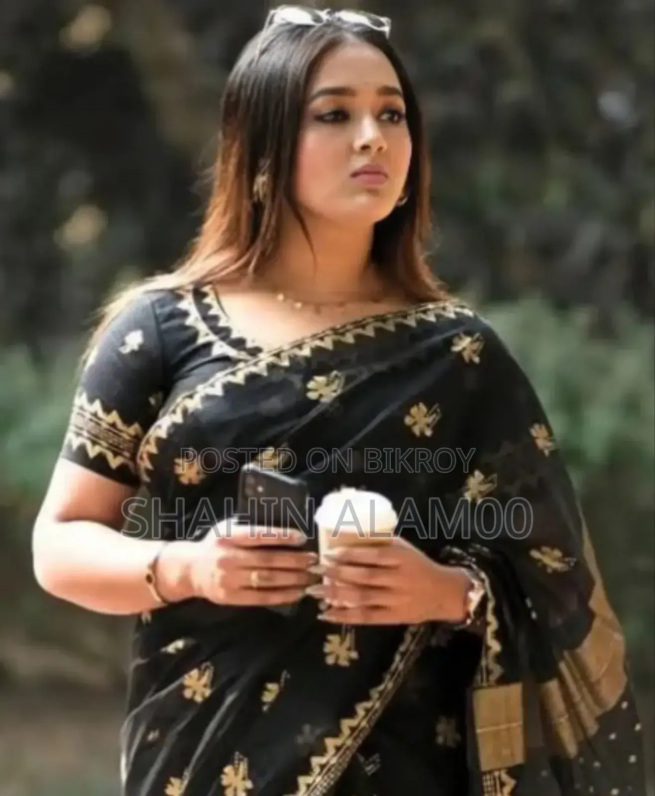 সেমি মসলিন শাড়ি উইথ ব্লাউজ পিস