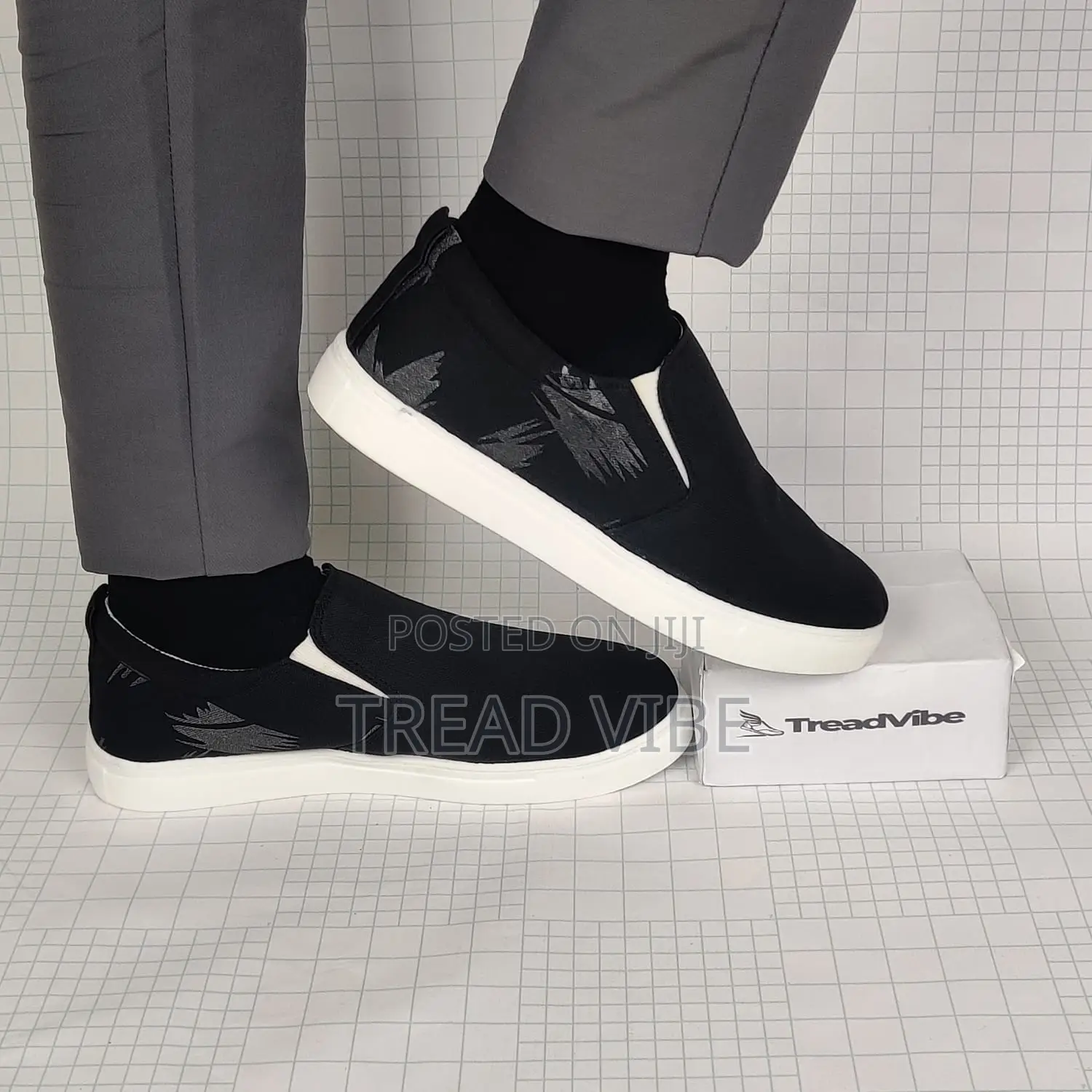 Eid New Shoes Collection Print Black Fabrics Sneaker Treadvibe S1002