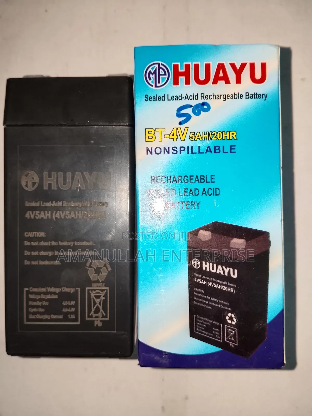 Huayu Bt-4v 5ah/20hr Sealed Lead-Acid Rechargeable Battery.