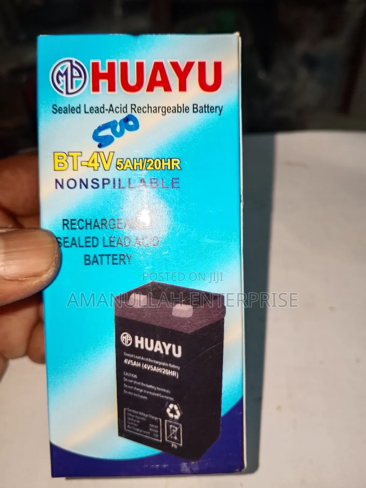 Huayu Bt-4v 5ah/20hr Sealed Lead-Acid Rechargeable Battery.