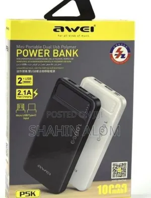 Awei P5k 10000mah Mini Portable Dual Usb Polymer Fast Charging