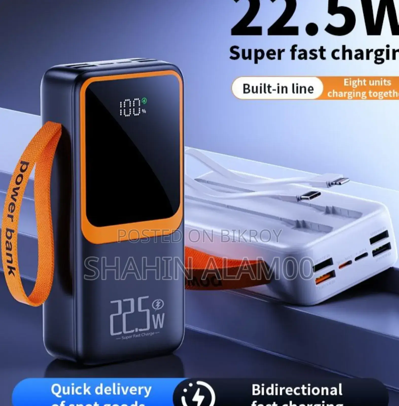 Matrix M10-10000mah Power Bank Fast Charging 22.5w- Built-in Cables