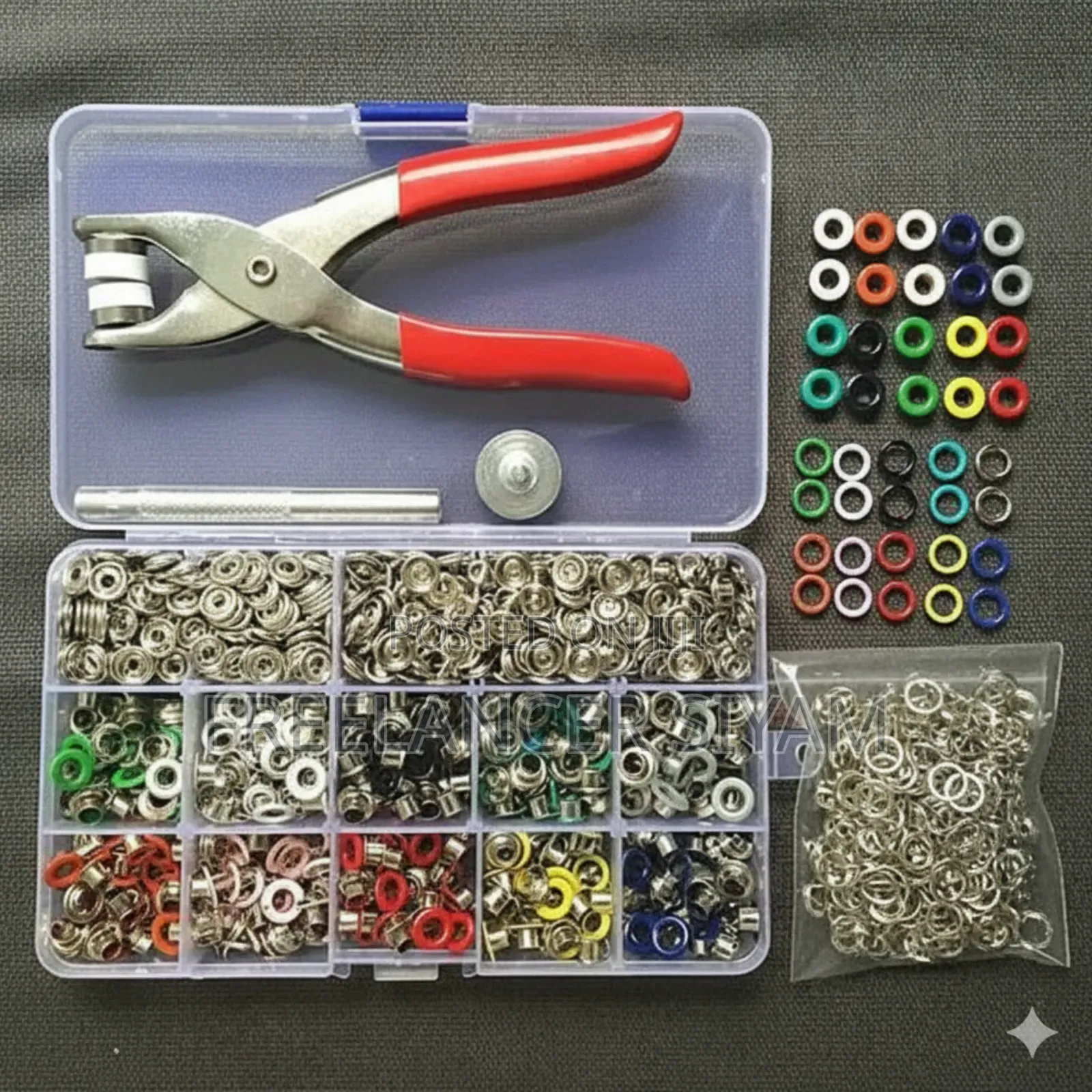 Snap Five-Prong Button Installation Tool Kit-100 PCS Button Free