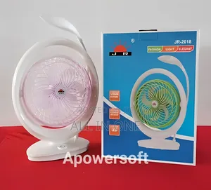 Jr-2018 Powerful Rechargeable High Speed Table Fan With Led Light
