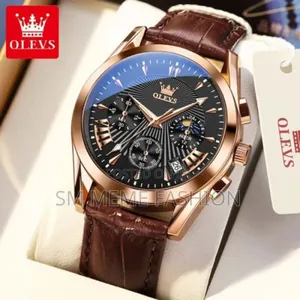 Photo - Olevs 2876 Multifunctional Luxury Genuine Leather Strap Watches In